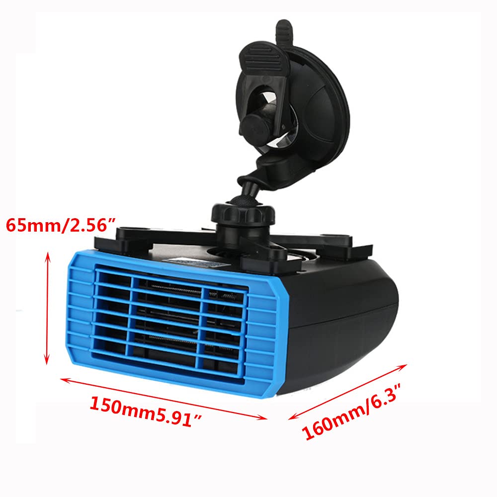 Auto-Heizungs-Entfroster, TOTMOX 12V 150W 2-in-1 Tragbarer elektrischer Kühl-Heizlüfter, 360° drehbares Fenster Demister Windschutzscheiben-Entfroster Zwei Installationsarten mit Clip und Sauger
