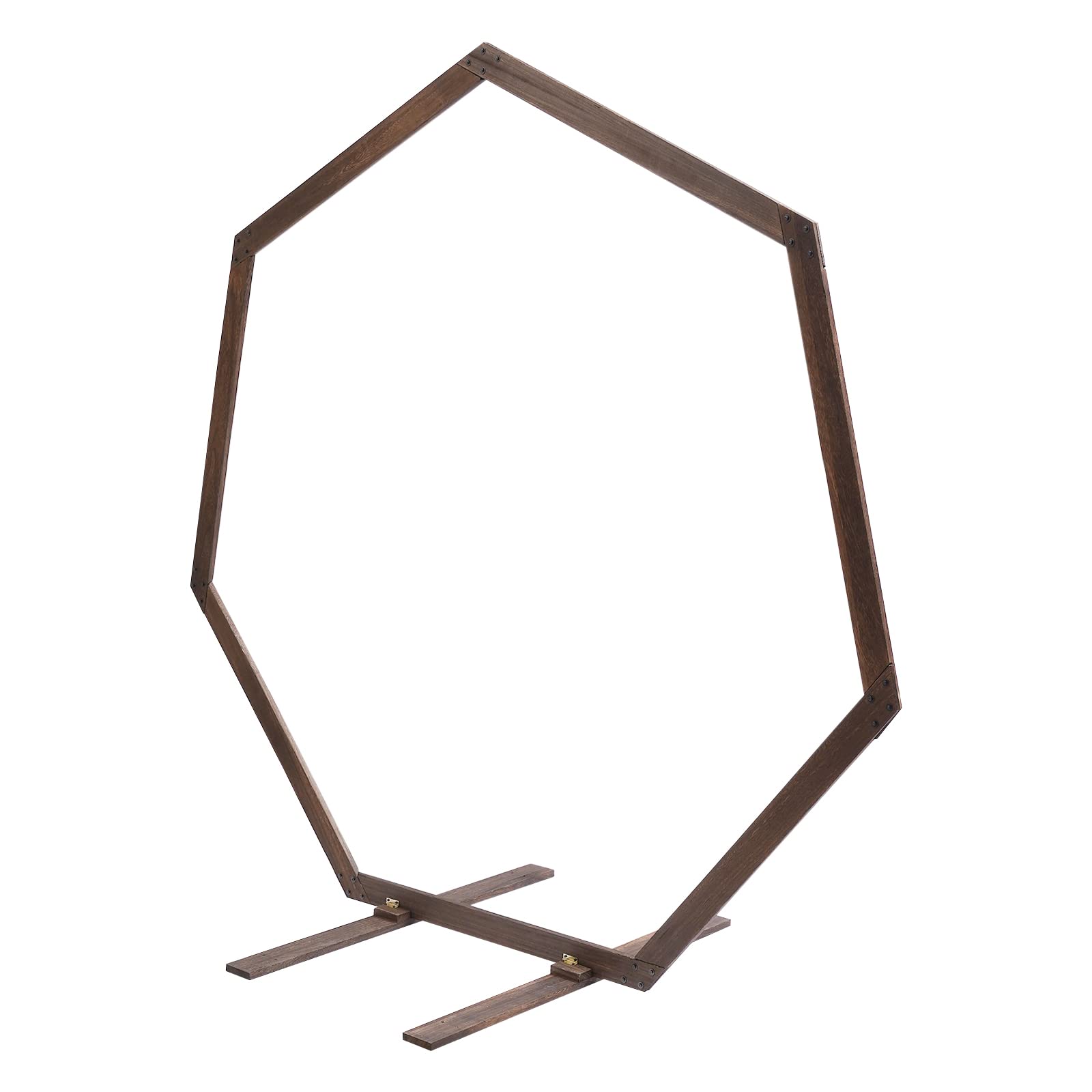 Hochzeitsbogen Holzgestell, Siebeneckige Hochzeitsbögen Holz Wedding Arch Hintergrund Ständer für Hochzeiten Dekorationen
