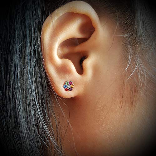 Aww So Cute - Pure 925 Silver Multi-Colour Flower Stud Earrings for Girls Pure Silver (ER1402) - Image 6