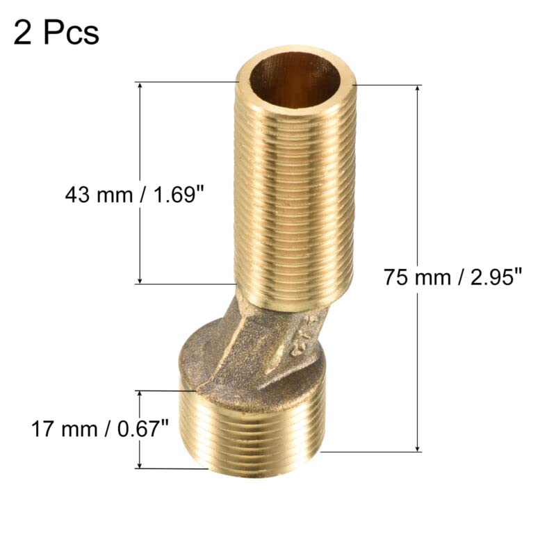 Tool parts 2Pcs Brass G1/2 To G3/4 Male Thread 75mm Claw Foot Bathtub Faucet Adapter