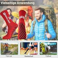 Apricitie 5 Paare Fußball Socken, 39-46 Fußballsocken Anti Rutsch, Rot – Ansicht 7