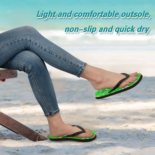 Colorful Butterfly Green Flip Flop Beach Summer Casual Sandal for Women & Men Shower Shoes 208619303