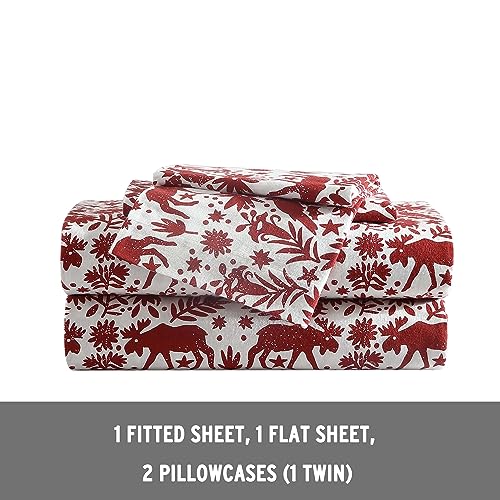 Eddie Bauer 3 Pc Flannel Sheets Twin Size - 100% Cotton Breathable & Soft Twin Sheets Set (1 Flat, 1 Flannel Fitted Sheet & 1 Pillowcase) - 12"... - Image 3