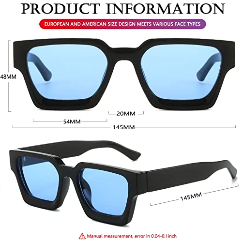 Image of AIEYEZO Square Sunglasses for Women Men Square Thick Frame Sun Glasses Simple Designer Style Shades