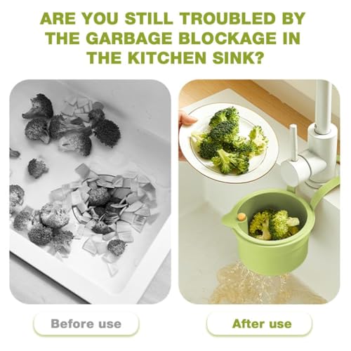 Image of Kitchen Sink Drain Strainer Basket, Faucet Hanging Design, Waste Holder & Food Scrap Filter Cup, Plastic Organizer, Scrubber Waste Leaves, Daily Use, Vegetables Scraps Sink, Easy Clean