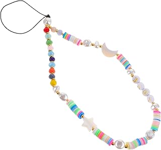 BIUDECO Cordão De Celular Alças Para Celular Cordão Branco Cordão Pérola Cordão Para Celular Polímero Argila Lua Colorida Cordão Para Celular Cordão Colorido Cordão De Pérola