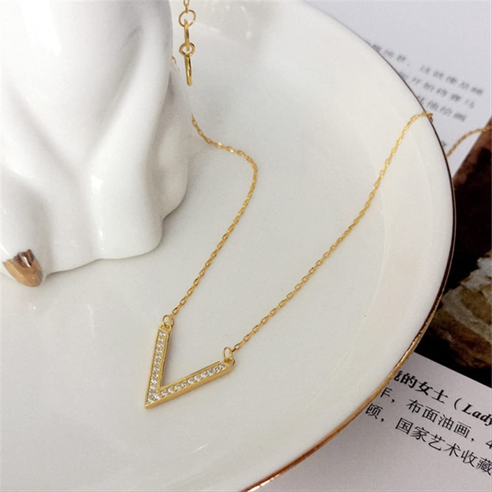 Collar de Zafiro pavé con Forma v para Mujer, joyería de Bodas y Regalo de Amiga - China