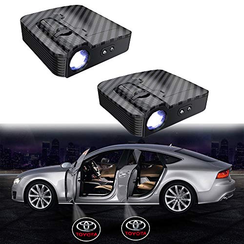MIVISO Mejorado Puerta de coche Led Logo Proyector Luz Sin imán Lámpara inalámbrica Bienvenido Ghost Shadow Light 2PCS (Aceptar logotipo personalizado)