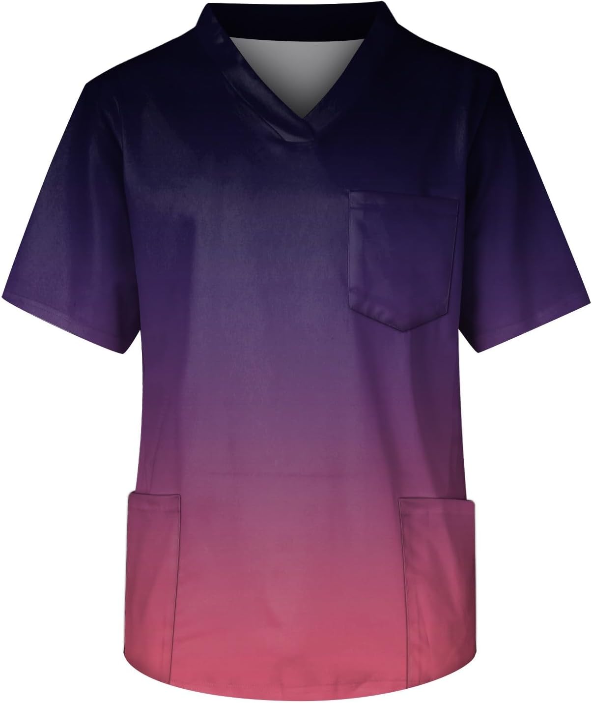 Mens Scrub Tops V Neck Gradient Printed Comfort Colors Tshirt Casual Working Nurse Unifrom Shirts with Pocket