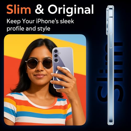Image of Jkobi Lifetime Anti-Yellow MagSafe Compatible Clear Back Cover Case for Samsung Galaxy S24 Plus (Sleek Hard Crystal | Shockproof and Camera Protection)