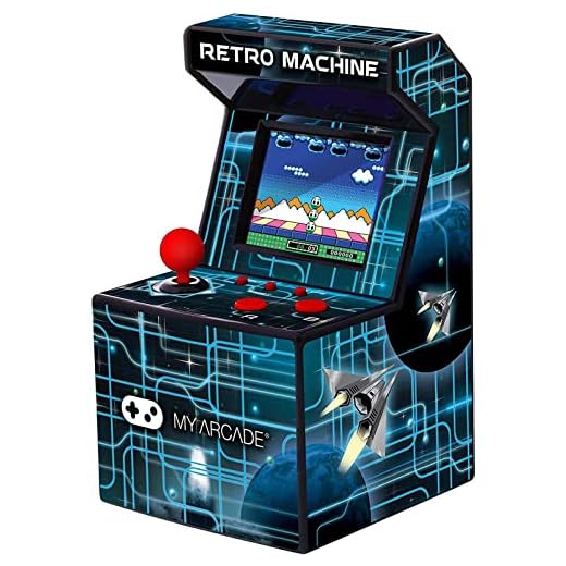 My Arcade Retro Machine Playable Mini Arcade: 200 Retro Style Games Built In, 5.75 Inch Tall, Powered by AA Batteries, 2.5 Inch Color Display, Speaker, Volume Control
