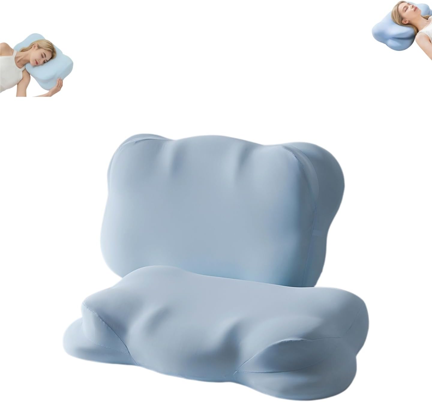 Cloud Align Pillow Ergonomic Memory Foam Cervical Pillow for Neck Support, Breathable Cool Pillow for Side Back Stomach Sleepers (Sky Blue) (Sky Blue)