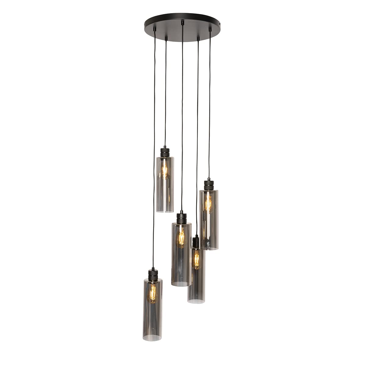 Qazqa Lofty Hängelampe – 6-flammig, Schwarz Mit Goldener Innenseite, Höhenverstellbar, Für E14-LEDs