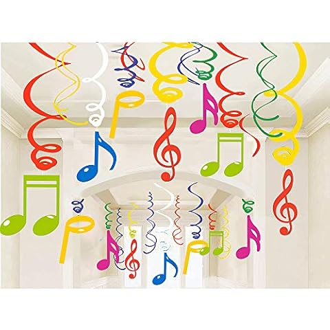 30Ct Colorful Music Sign Hanging Swirl Decorations - Music Sign Birthday Party Supplies Fan Decors Cover
