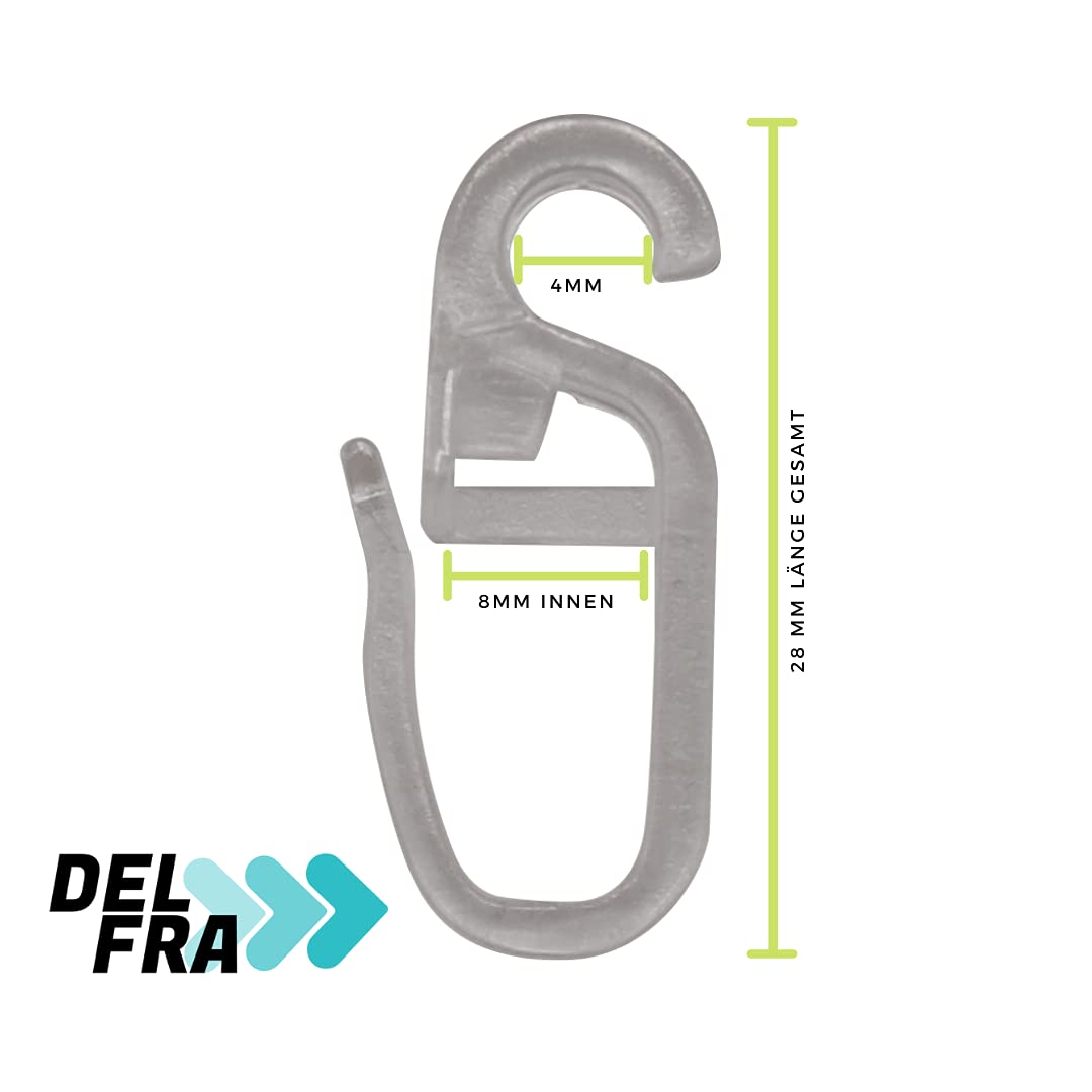 DELFRA 100 - Ganci per Tende, 5 mm, Trasparenti