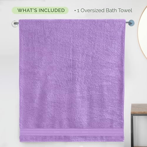Image of Elegant Comfort Three Line Popcorn Extra Large Luxury Bath Towel - 40 inch x 80 inch inch, Premium Hotel Spa Quality 1 Piece Oversized Bath Sheet 100% Turkish Cotton Super Soft Highly Absorbent, Lavender