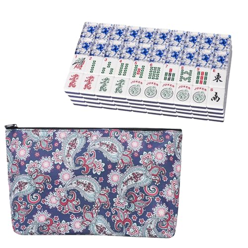 Set de fichas de Mahjong americano con bolsa y 166 piezas miniatura 1