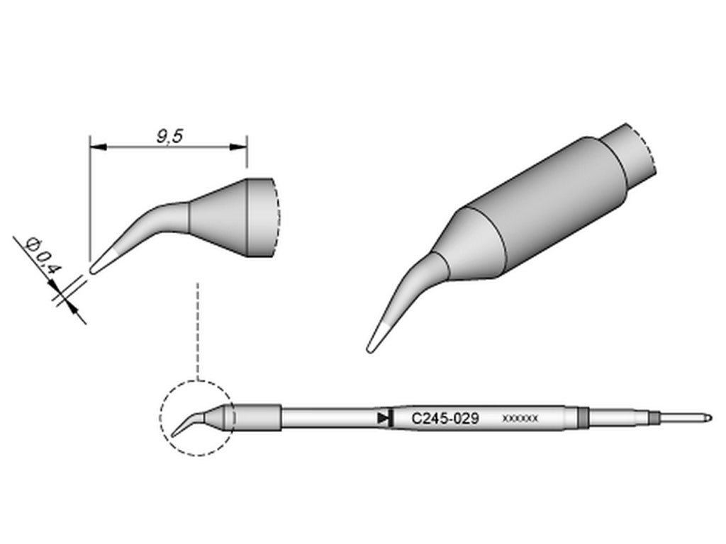 Jbc C245032 Soldering Tip for T245 Spitz