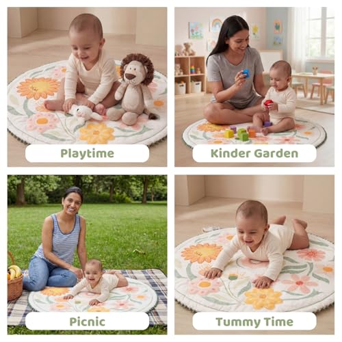 Image of Haus & Kinder Baby Mats for Floor, Play Mat for Babies 0 to 12 Months, Baby Play Mat for 0 to 2 Years, Soft Crawling & Tummy Time Play Mat | Floral Garden