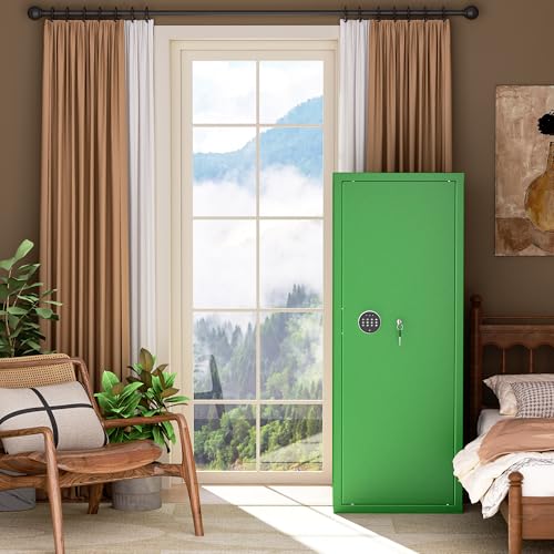 Image of Bonusall 12-15 Green Gun Safe for Rifles,Fireproof Gun Safe for Rifles and Pistols,Rifle Safes for Home with Digital Keypad,Adjustable Shelves & Handgun Pockets
