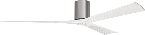 Miniatura 37 de Matthews IR3H-TB-MWH-72 Irene Damp Rated Flush Mount 72" Ceiling Fan with Remote & Wall Control, Silent DC Motor, 3 Matte White Solid Wood Blades