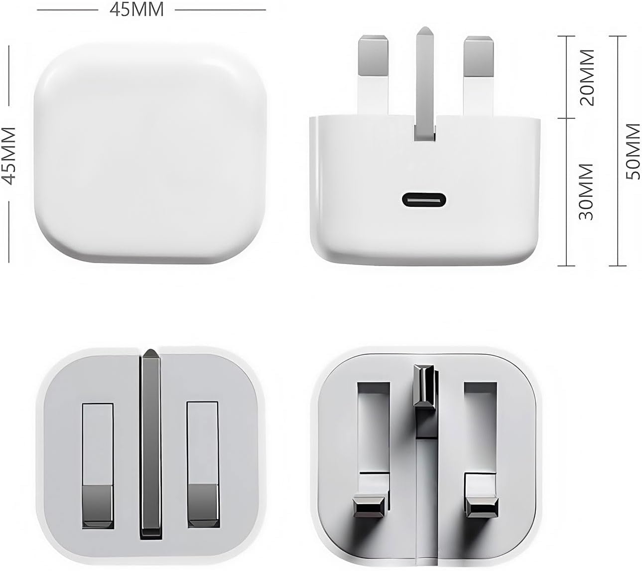 USB-C Fast Charging 20W UK Plug Adapter | Type C Charger Compatible with iPhone 15/16/17, Samsung, Android | Fast Charge Power Delivery (Option to buy Cable, Adapter or Bundle) (Adaptor Only) — view 6
