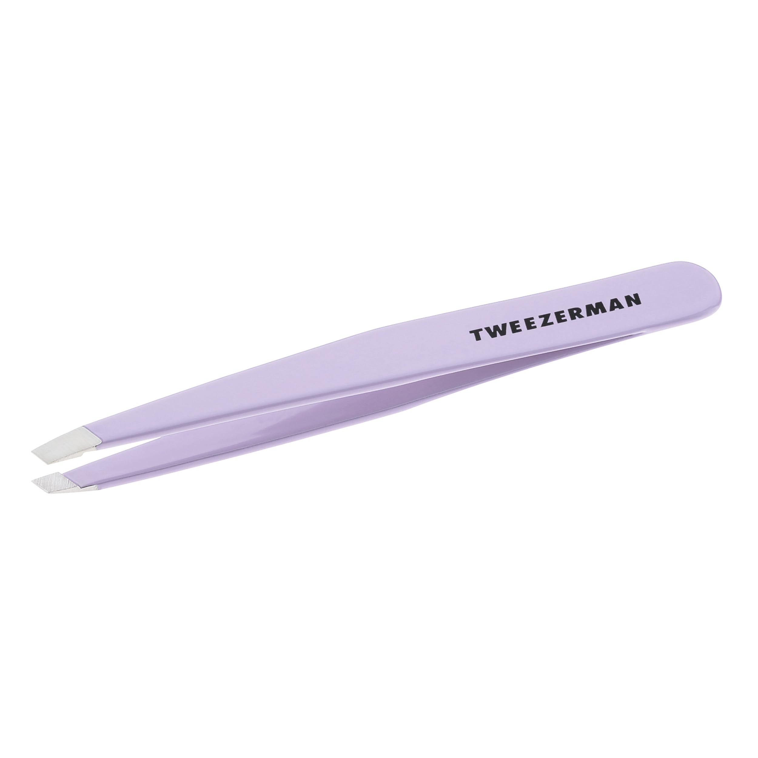 TWEEZERMAN Pinzas para depilar cejas, punta inclinada, acero inoxidable, lavanda (exclusivo de Amazon)