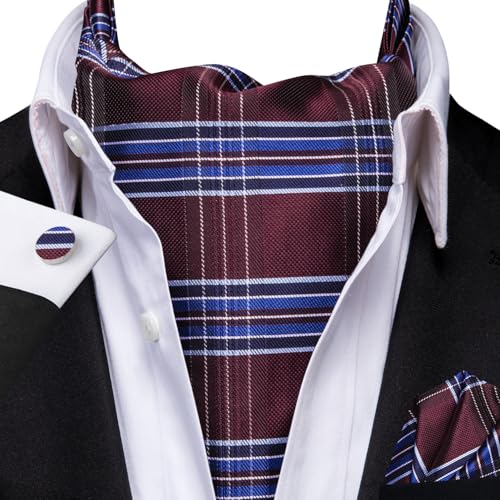 Image of Dubulle Paisley Floral Ascot for Men Self Tie Mens Cravat and Pocket Square Cufflinks Wedding