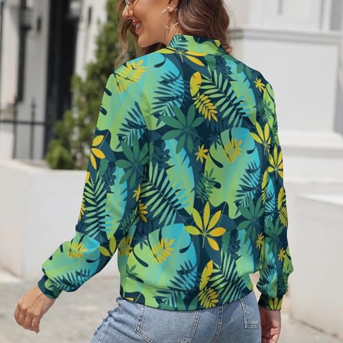 Women's Dinosaur Print Zip Up Bomber Jacket Long Sleeve Stand Collar Fall Jackets Lightweight Outerwear Coats3