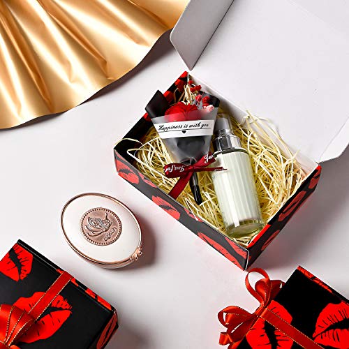 Image of 25 Pack 4x8x2 inch Shipping Boxes for Cosmetics Jewelry Valentines Presents Birthday Gifts, Corrugated Cardboard Box, for Small Business, for Packaging - TONESPAC (Red Lips)