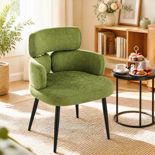 Hellove Chaise Salle a Manger Vert Lot de 1, Chaise de Cuisine avec Accoudoirs, Fauteuil Salon à Pieds croisés Rembourrée, Moderne Dining Chair avec Pied en...