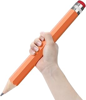 BUSHIBU Wooden Jumbo Pencils for Prop/Gifts/Decor - 14 Inch Funny Big Novelty Pencil with Cap(Orange Red) for Schools and Homes