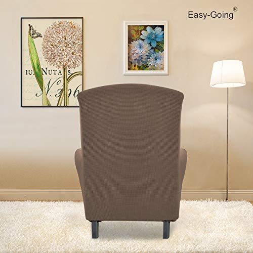 Image of Easy-Going Stretch Wingback Chair Sofa Slipcover Camel | 1-Piece Sofa Cover Furniture Protector Couch Soft with Bottom, Spandex Jacquard