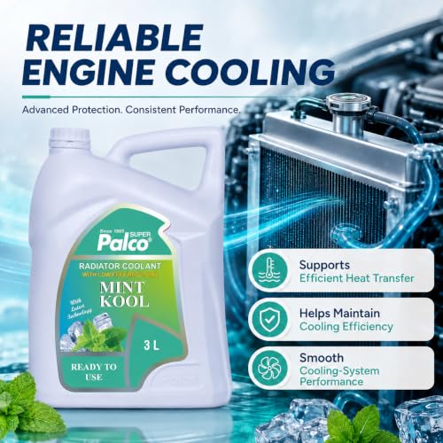 Image of PALCO MINT KOOL Radiator Coolant Ready to Use for Petrol Diesel Engines Cars, Jeep, Commercial Water as a Cooling Medium Vehicles| Ethylene Glycol Based Coolant| Nitrite Amine free 3Litre (Pack 2)