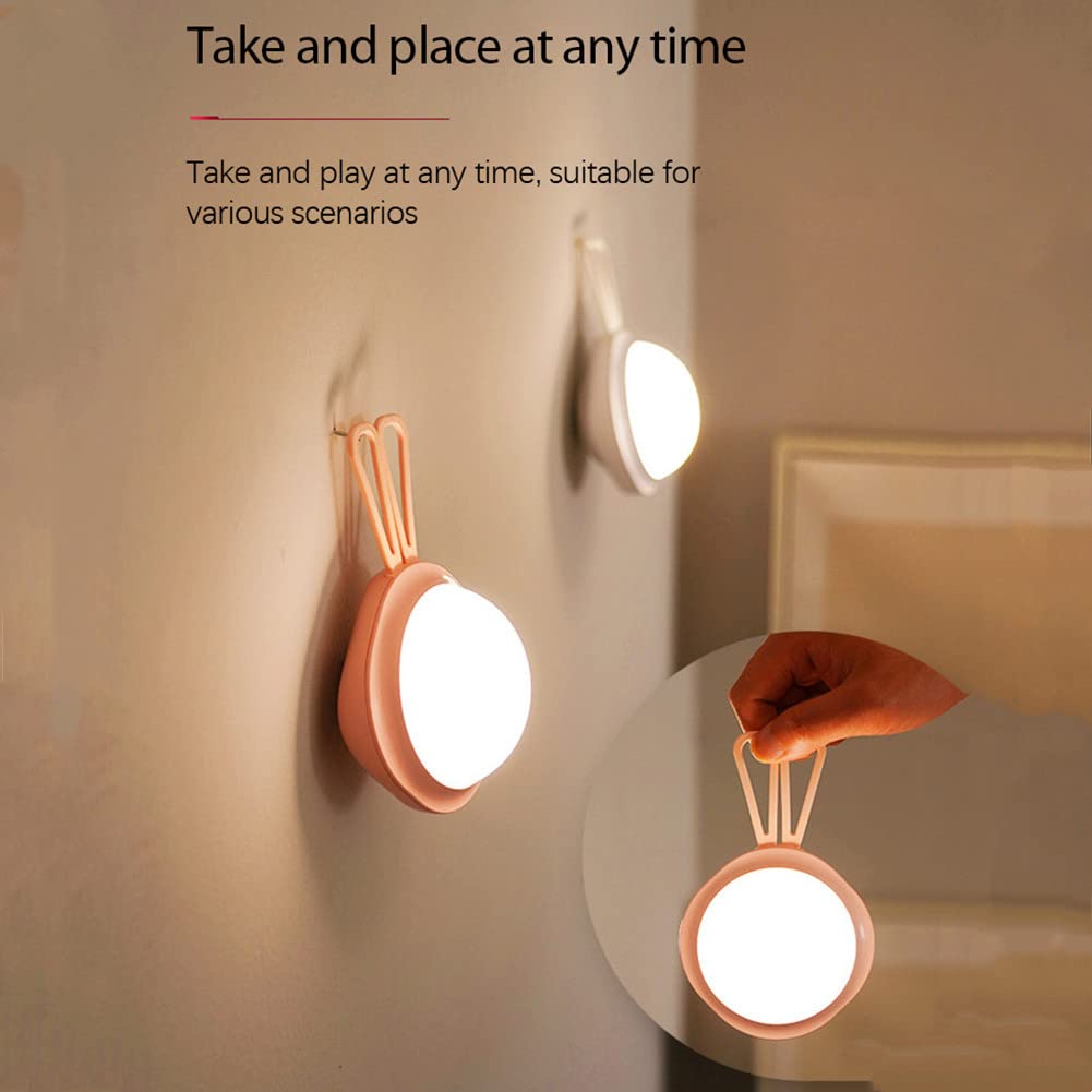 WOLONG Luz noche en la guardería Luz LED regulable Luz noche carga USB portátil con interruptor táctil Lámpara noche Luz dormir silicona para bebés,para habitación bebé,dormitorio,sala estar,Rosado
