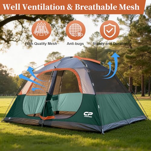 Image of CAMPROS CP Upgraded 6 /8 Person Camping Tents, Waterproof Windproof Family Tent with Larger Mesh Windows & Door, Double Layer, Easy Set Up, All-Season Dome Tent with Top Rainfly & Carry Bag