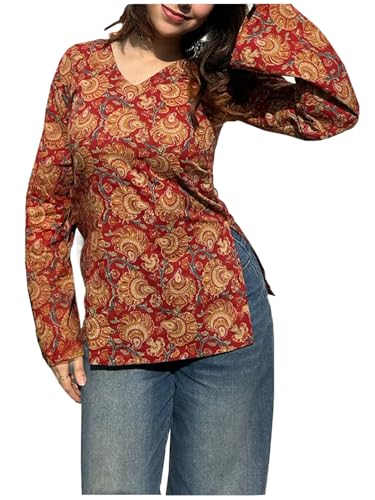 Image of ANNI Designer Cotton Short Kurti for Women | Stylish Kurti | Short Kurti Top | Casual Kurta for Women | Comfortable Cotton Kurtis for Womens