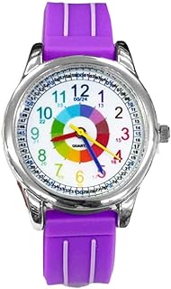 [AiO JAPAN] 知育腕時計 子供用 カラフルキッズウォッチ 時間管理が上達する腕時計 学習用 知育 (パープル)
