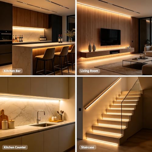 Image of iNextStation 32.8FT Warm White Neon LED Light Strip with Dimmer and Plug | 3120 LEDs Uniform 180 3000K Light with CRI93+, 1.56Inch Cuttable, IP67 Waterproof Silicone Light for Indoor & Outdoor