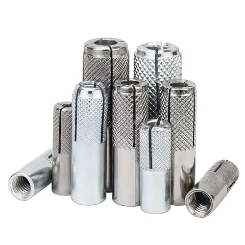 Wensilon NB01 20 Pcs)1/4"-20 Premium Zinc Plated Carbon Steel Drop In Anchors Assortment, Knurled Drop-In-Anchor For Solid Concrete, Internal Forced Expansion Screw Bolts thumb #3