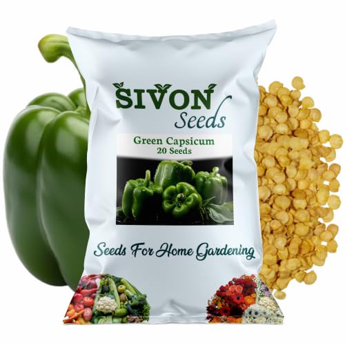 Image of SIVON Green Capsicum (Hari Shimla Mirch) (20 Seeds) Vegetable Seeds for Home Garden, Organic & Hybrid, Perfect for Home Gardening, Planting For Pots and Patio