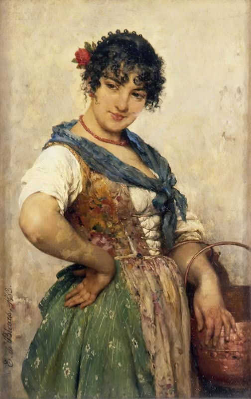 Impression d'affiche fille vénitienne Eugene De Blaas pour décoration canvas 60x90cm