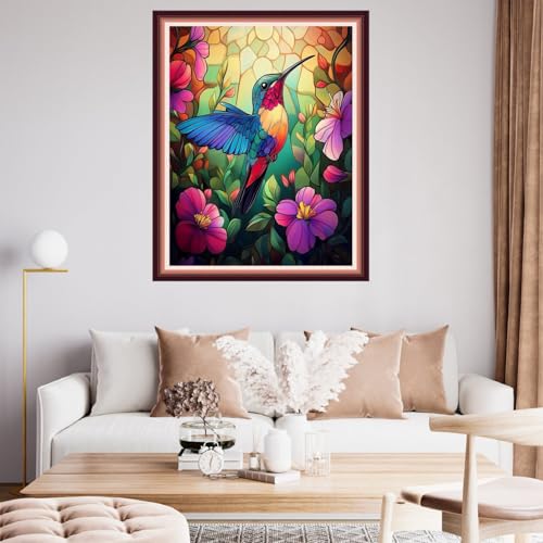 Image of Fanxvivy Stamped Cross Stitch Kits for Beginners Full Range of Cross Stitching Preprinted Embroidery Kits for Adults, 11CT Embroidery Pattern Needlepoint Kits-Hummingbirds Collect Honey 16x20 inch