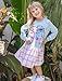 Disney Lilo & Stitch Toddler Girls Dress Casual Long Sleeve Sweatshirt Dresses Cute Plaid Skirt Character Print Outfit Birthday Party Gift for Little Girl Sporty Pullover Fall Clothes Blue 5-6 Years