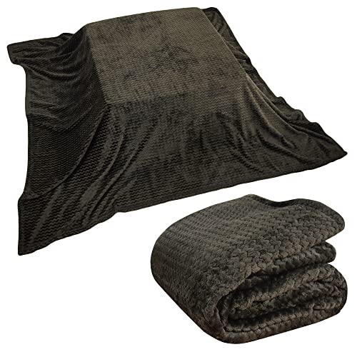 リヴェール こたつ毛布 こたつ中掛け毛布 正方形 あったか フランネル 暖かい なめらか 毛布 ブランケット こたつカバー マルチカバー ソファーカバー 上掛け (ブラウン, 185×185cm)