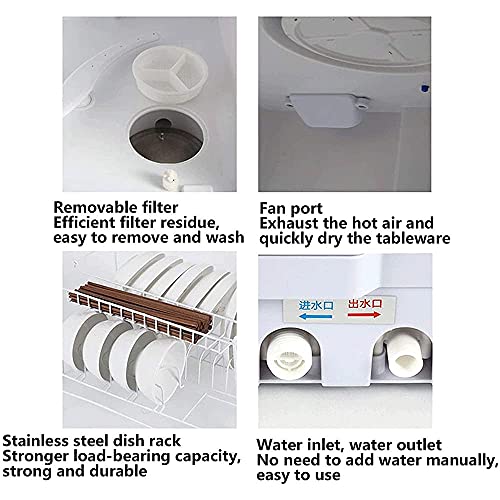 Automatische Vaatwasser Vrijstaande Vaatwasser Met 6 Couverts - Rotary Spray 360 & Deg; Azimuth-Aanraakbediening, Led-Display, Energiezuinig - Afbeelding 8