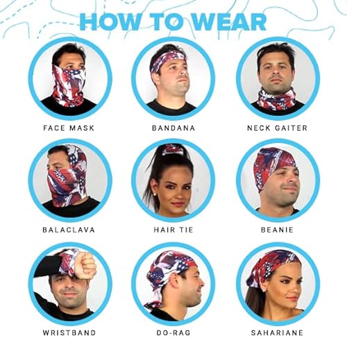 S A Company 5 Pack Uv Face Shield Multipurpose Protector Neck Gaiter Elastic Face Mask Patriotic Design For Men #TOP4