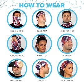 S A Company 5-Pack UV Face Shield | UV 30+ Multipurpose Neck Gaiter Balaclava for Adults