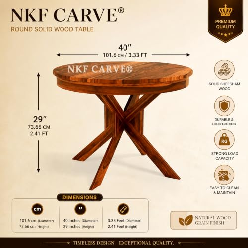 Image of Wooden Dining Table & Chair Set for 4 Person | Solid Sheesham Wood Dining Set with Backrest Chairs | Modern & Trending Style Design for Home & Dining Room