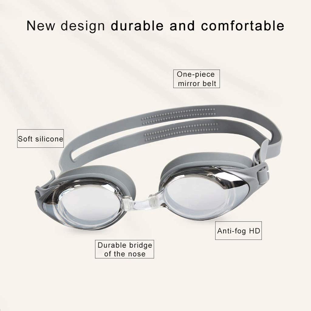 Schwimmbrille für Erwachsene mit Etui, helle Farbe, UV-Schutz, Anti-Beschlag, Silikon, wasserdicht, leicht und geringer Widerstand, ideal für Teamsport-Training, Wettbewerb, Freizeit